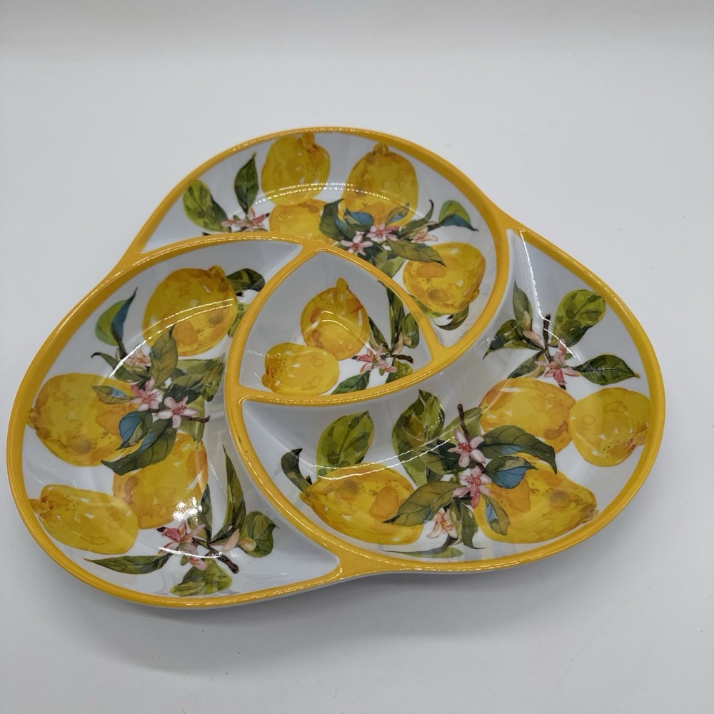 IL MULINO Lemons Melamine Divided Tray Chip Dips Veggies Fruit Large